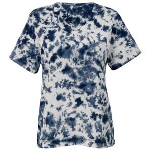 The Skyline Collection Women's Classic V-Neck T-Shirt in Blue Tie Dye, XL